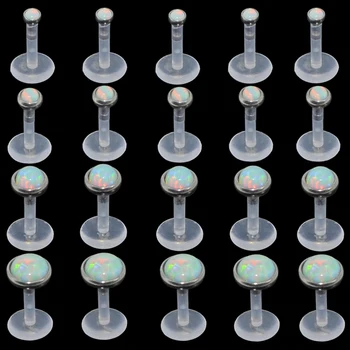 Daug 4Pcs Opal 17 Akmens Bioplast Labret Monroe Lūpų Stud Fire Opal Ausies Cartiliage Tragus Helix Auskarų stud Žiedas 16g Kūno Papuošalai