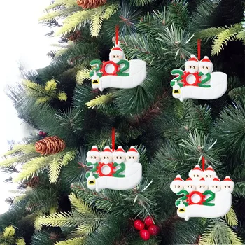 Luanqi 2020 Karantino Kalėdų Šalis Dekoro Dovanos Santa Claus Su Kauke Gimdymo Asmeninį Kalėdų Eglutės Ornamentu Visos Serijos 13777
