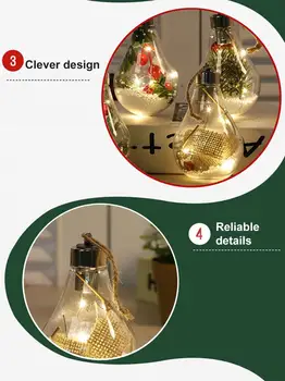 LED Skaidriai Kalėdų Eglutės Papuošalas Pakabukas Plastiko Lemputė Kamuolys trimatis Kalėdų Modeliavimo Kabo Namuose Kalėdos Dekoras 14352