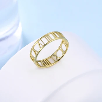 Skyrim Romėniškais Skaitmenimis iš Nerūdijančio Plieno Žiedas, skirtas Moterims, Vyrams Klasikiniai Rose Aukso Spalvos Laisvalaikio Pora Žiedai, Papuošalai Jubiliejų Dovana