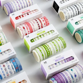 10vnt/daug Pagrindinių spalvų serijos Dekoratyvinis Lipnia Juosta Maskavimo Washi Tape 