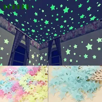 TOBEFU 3D Žvaigždė ir Sniego Energijos Saugojimo Fluorescencinis Švytėjimas Tamsoje Šviesos ant Sienų Lipdukai Vaikams Kambarį Decal Dovanos