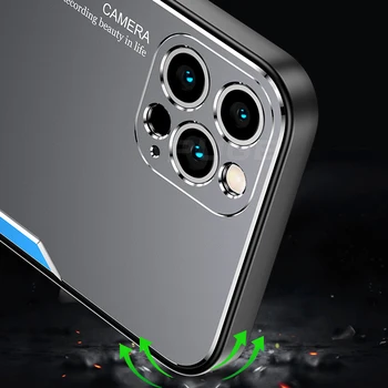Prabangus Matinis Aliuminio Metalo Case For iPhone 12 11 Pro Max Mini X XS XR 7 8 SE 2020 atsparus smūgiams Kameros Apsaugos Galinį Dangtelį Coque