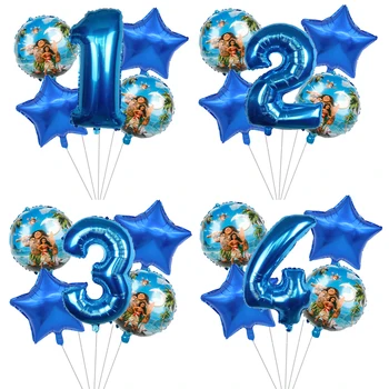 5vnt/daug Moana balionai 30 colių mėlyna Skaičius balionas prekių Mielas Princesė moana temą gimtadienio apdailos vaikams, žaislai, dovanos