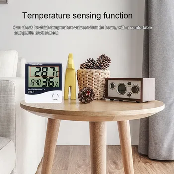 1Pcs Patalpų Lauko Skaitmeninis Termometras su Drėgmėmačiu LCD Ekranas Temperatūros, oro Drėgmės Matuoklis 10107