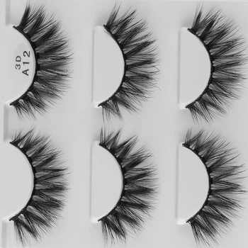 3 Poros Gamtos 3D Netikrų Blakstienų didelės apimties Wispy Blakstienas Juodas Storas Ilgas Kryžiaus Netikrą Akių Lahes Pratęsimo Makiažas Grožio priemonės