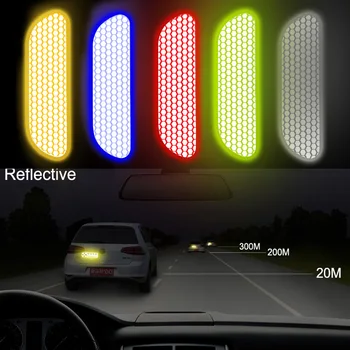 LEEPEE 4 Vnt/set Automobilių Ratų Antakių Lipdukas, Decal Atspindinčios Juostos Įspėjimo Saugos Ženklo Automobilių-stiliaus Automobilio šviesą Atspindintys Lipdukai
