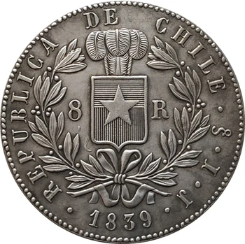 1839 Čilė 8 Reales MONETOS KOPIJA 39MM