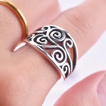 Senovinių Moterų Gėlių Tuščiaviduriai Piršto Žiedą Unikalų Stilių Šalis, Vestuviniai Žiedai, Moterų Tautinių Sidabro Spalvos Patinka Vestuvinis Žiedas