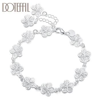 DOTEFFIL 925 Sterling Silver Pilnas Gėlių Apyrankė Moterų Vestuvių Dalyvavimo Šalies Mados Juvelyrika 10711