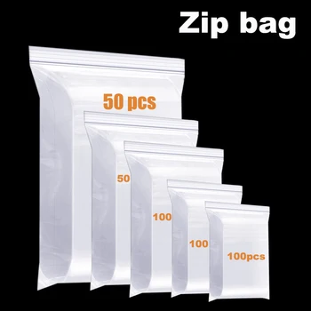 100vnt Išvalyti Storio Sunkiųjų Zip Lock Bags Skaidrus Ziplock Poli Maišelis Pakuotės Mažų Papuošalų Reclosable Plastiko Zip Bags