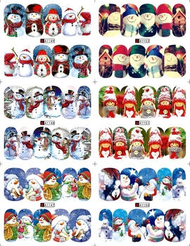 12 Lapų grožio Kalėdų vandens perdavimo nagų dailės lipdukai lipdukai nagams dekoracijas, manikiūro įrankiai, Kalėdų Senelis, senis besmegenis dizainas