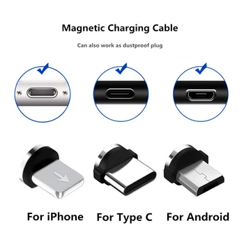 Apvalus Magnetinis Kabelio 8 Pin Tipas C Micro USB C Žvakės Greito Įkrovimo Telefoną Magnetas Įkroviklio Kištuką iPhone (Tik Magnetinio Plug)