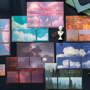 60 Lapų/pak Mėnulis Cloud Forest Sticky Notes Memo Pad Mokykliniai Reikmenys Planuotojas Lipdukai, Kanceliarinės prekės