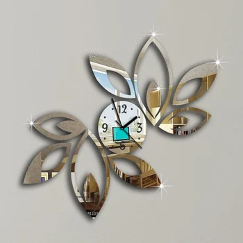 2019 naujas laikrodis ant sienos, namų dekoro spalvotų leaveAcrylic karšto pardavimo s veidrodinį dizainas,3d žiūrėti kambarį,unikalios dovanos 12580