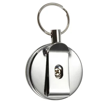 Nešiojamų Lauko EDC Įrankis Saugos Key Chain Ištraukiama Metalo Kortelės Ženklelis Turėtojas Plieno Recoils Žiedas ant Diržo Traukti Key Chain 13140