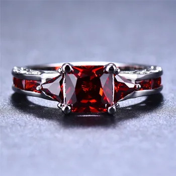 Prabanga Vyras Moteris Raudonosios Aikštės Akmens Žiedas Mielas Sidabro Spalvos Patinka Vestuvinis Žiedas Senovinių Vestuvinių Žiedų Moterims 13457
