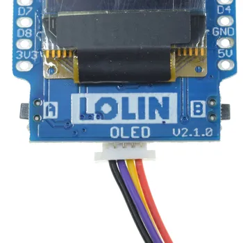 OLED 0.66 Colių Shield V2.1.0 LOLIN (WEMOS) D1 Mini 64X48 IIC I2C Dvi Mygtuką 14088