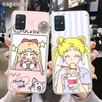 Mielas Sailor Moon Anime Kietajame KOMPIUTERIO, Telefono dėklas, Skirtas Samsung Galaxy A51 A71 A01 A11 A21 A21s A31 A41 A91 A7 A9 Atgal Korpuso Dangtelį Fundas