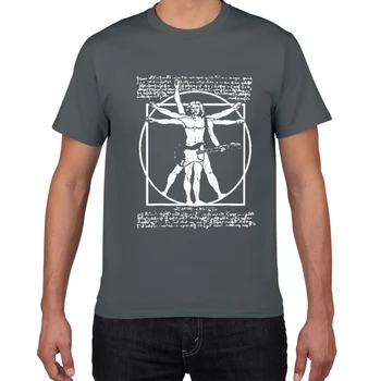 Da Vinci gitara juokingi Marškinėliai vyrams Vitruvian Man, roko grupė Derliaus Grafinis Muzikos Naujovė streetwear vyrų marškinėlius vyrams homme viršuje tee 14276