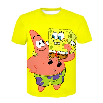 Naujas Įdomus Geltona Bob T-shirt Berniukas Mergaitė Vaikas Sponge 3D Atspausdintas Vaikiški marškinėliai Sporto Trumpas Rankovės Anime ir Animacinių filmų Unisex Trumpas Rankovės Viršų 15499