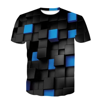 Sprogstamųjų geometrinis grafinis T-shirt vasaros vyriški marškinėliai vyriški laisvalaikio viršuje 3DT-Marškinėliai mados O-kaklo marškinėliai plius dydis streetwear