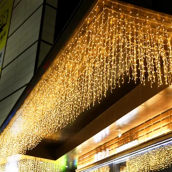 5M Kalėdinė Girlianda LED Užuolaidų Varveklis String Žibintai Ašaros 0.4-0.6 m AC 220V Sodo Gatvė Lauko Dekoratyviniai Atostogų Šviesos 1598