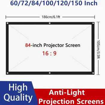 Projektorius Paprastas Užuolaidų Anti-light Ekrano Namo Lauko Office Portable 3d HD Projektorių Ekranai, Projekcijos Ekranai prie Sienos tvirtinamas