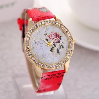 2020 reloj mujer Moterų Žiūrėti Rožių Gėlių Modelio Rinkimo Moteriški Rankiniai Laikrodžiai Odos Grafiti Dirželis Ponios Laikrodis relogio feminino 17217
