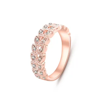 2020 Paprasta Crystal Rose Aukso Žiedai Moterims Lapų Formos Vestuviniai Žiedai Už Ponios Mados Piršto Žiedai Moterims gimtadienio Dovanos 17899
