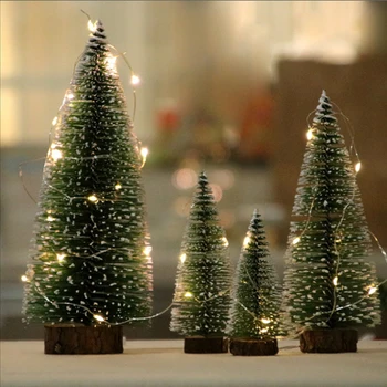 1PC Naujas Mini Kalėdų eglutę Mažas Choinka Mediniai Sniego Pušų Spyglių Medžio Darbalaukio Stalo Puošyba Navidad Kalėdų Dekoracija Namuose
