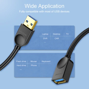 SAMZHE USB 3.0 Išplėtimo Vyrų ir Moterų 2.0 Kabelio ilgintuvas PC TV PS4 Kompiuteris Nešiojamas Extender