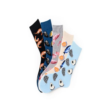 Lašiša, kalmarai, austrės, austrės, krevetės, jūros gėrybių serijos asmenybės kūrybos, atitikimo kojinės medvilnės kojinės C09 19640
