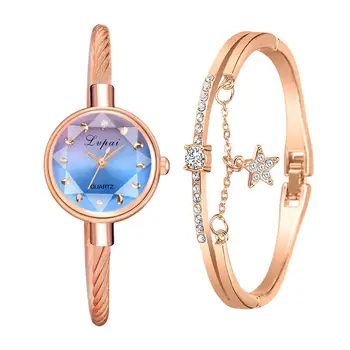 Lvpai Nauja Ponios Žiūrėti Mažus Rose Gold Bangle Apyrankės Geometrinis Stiklo Paviršius Moterų Laikrodžiai Suknelė Laikrodis Relogio Feminino