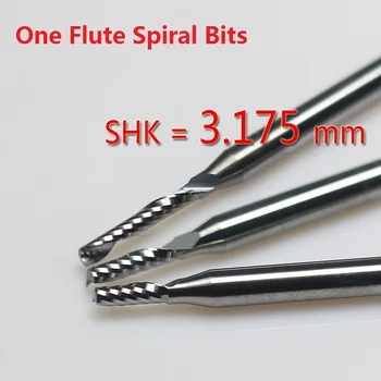 1pc 3.175--4 mm SHK Sprial Bitų Medienos Pjovimo 1 Fleita Įrankiai Karbido Graviravimas CNC Kirtimo Drožyba Frezavimo MDF PVC, akrilas 20796