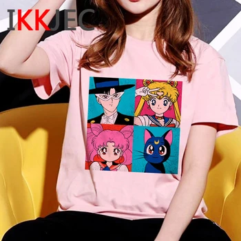 Sailor Moon Kawaii Harajuku Marškinėliai Moterims Ullzang Juokingas Animacinių filmų T-shirt Mielas Japonų Anime Marškinėlius 90s Grafinis Viršuje Tees Moteris 2203