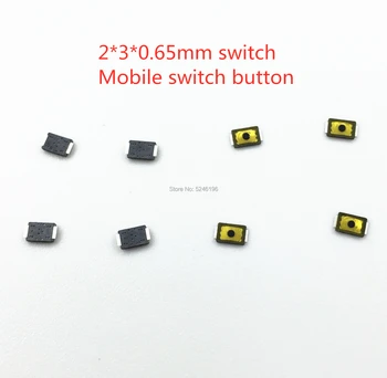5-50pcs 2*3*0.65 MM 2x3x0.65MM, Lytėjimo Mygtukas Jungiklis Taktiškumas 2 Pin Micro Switch SMD Mobiliojo Telefono vaizdo Kamera