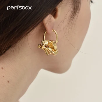 Peri'sBox Instajewelry Auksinis Raukšlėta Hoopas Auskarai Moterims Prašmatnus Abstrakčiai Auskarai Neteisėta Pažyma Auskarai Įžymybė 2380