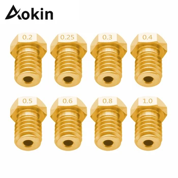 Aokin Ekstruderiu purškimo Antgalis 3D Spausdintuvas E3D V5 V6 M6 Sriegiu Antgalis 0.25 0.3 0.4 0.5 0.6 0.8 1.0 mm, 1,75 mm 3.0 mm Kaitinimo 23963