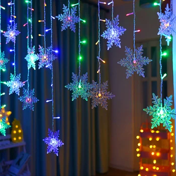 Kalėdų snaigės LED String žibintai, Mirksintis Šviesos Užuolaidos, Šviesos, atsparus Vandeniui Atostogų Šalis Keičiamas Banga Pasakų Šviesos 3.2 M 24246