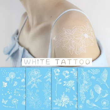 Laikina tatuiruotė moterų nėriniai tatuiruotė balta chna pasta netikrą vandeniui tatuiruotė mėnulio gėlė, žvaigždė ranka ranka veidą, tatuiruotė vestuvių