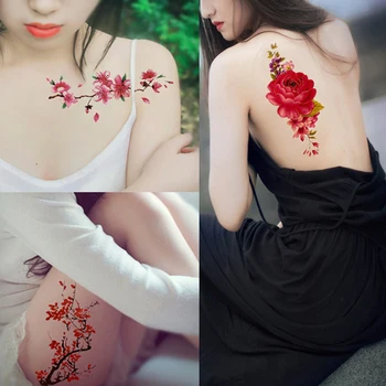 Gėlių Tatuiruotės Lipdukai Vandeniui Orui Patvarus Tatuiruotė Popieriaus Modelis Yra Neparodo Ir Nekenksmingas Asmens Meno Produktus