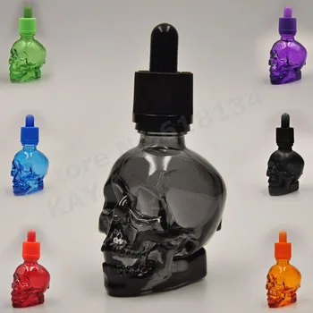 30ml kaukolė buteliukas 30ml matinio juodo kaukolės formos stiklo butelis su lašintuvu vaikas įrodymas 27981