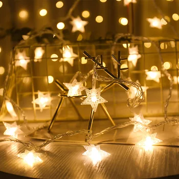 Pasakų Žibintai Snaigės Star LED String Žibintai Kalėdinė Girlianda, Patalpų Miegamųjų Namo Vestuvių Naujųjų Metų Dekoracija Baterija 28355