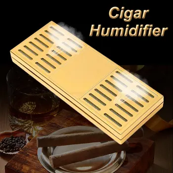 17CM Stačiakampio formos Nešiojamų Rūkyti Cigarų Humidoras Aukso Spalvos Tabako Drėkintuvas Tabako Drėgmės Juostelės Cigarų Įrankis Cigarečių Dėžutę