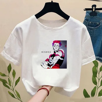 Moterys Anime Sisso Hisoka T-shirt Mergina Atsitiktinis Animacinių filmų marškinėliai Moteriška Camiseta Mujer Vasaros White Tee Marškinėliai,Lašas Laivas 3568