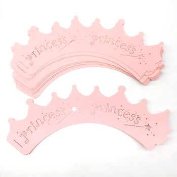 10vnt Pink Princess Crown Cupcake Įpakavimo Atvejais, Vestuvių Krikštynų Baby Girl Gimtadienio Dušo Šalies Pyragas Apdaila 3681