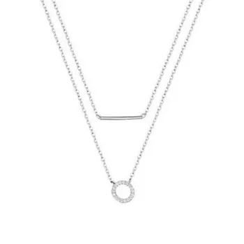 925 Sterlingas Sidabro Karoliai Moterų dvisluoksnį CZ Karoliai Bohemijos Ilgos Grandinės Karoliai Pareiškimą fine Jewelry