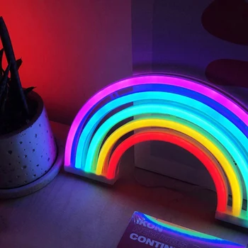 Mielas Vaivorykštė Formos Neon LED Nakties Šviesos Kūrybos Šalies Namų Miegamajame Dekoratyvinės Lempos Vaikams, Suaugusiems, Vaikams