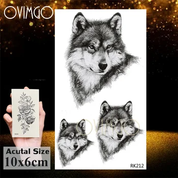 Realus Black Wolf Laikinos Tatuiruotės 3D Kūno Meno Rankos Tatoos Moterų-Merginų, Vyrų Vienkartiniai Vandens Perdavimo Tatuiruotė Popieriaus, Lipduko 38663
